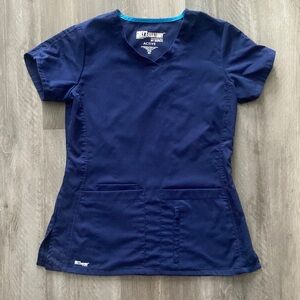 Grey’s Anatomy Active Cora XS Scrub Top Navy 4 pockets